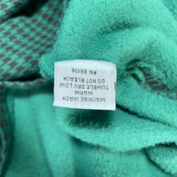 Bryn Walker Pike Poncho‎ Womens Small Green Houndstooth Cowl Neck Bamboo Fleece - Picture 12 of 14